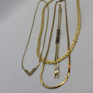 Set of 3 New Gold Necklaces and 1 Bracelet